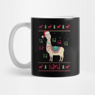 Funny Llama Christmas Ugly Sweater Santa Hat Gift T-Shirt Mug